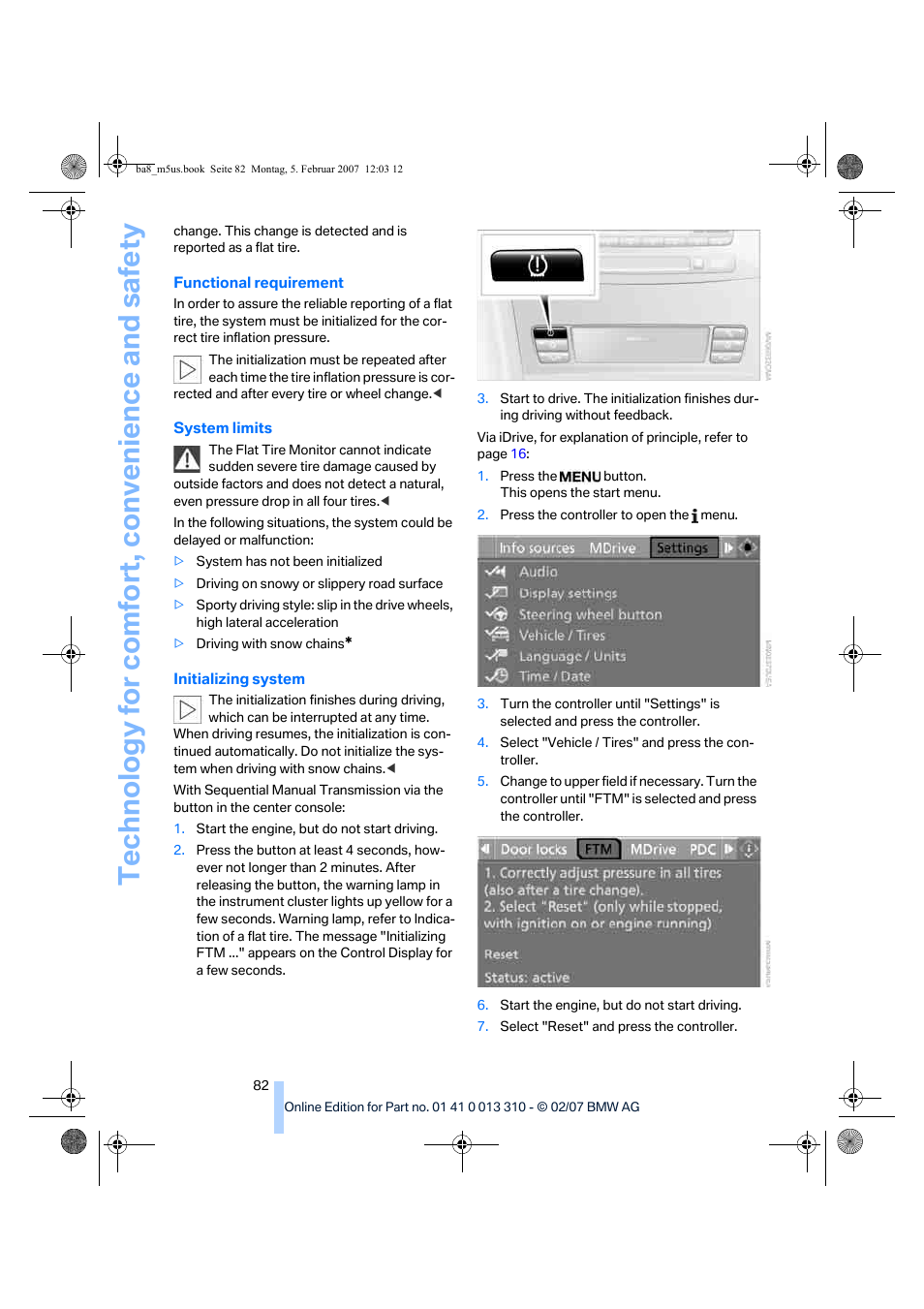 BMW M5 Sedan 2007 User Manual | Page 84 / 256