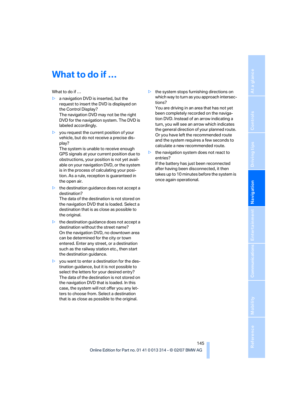 What to do if | BMW M6 Convertible 2007 User Manual | Page 147 / 256