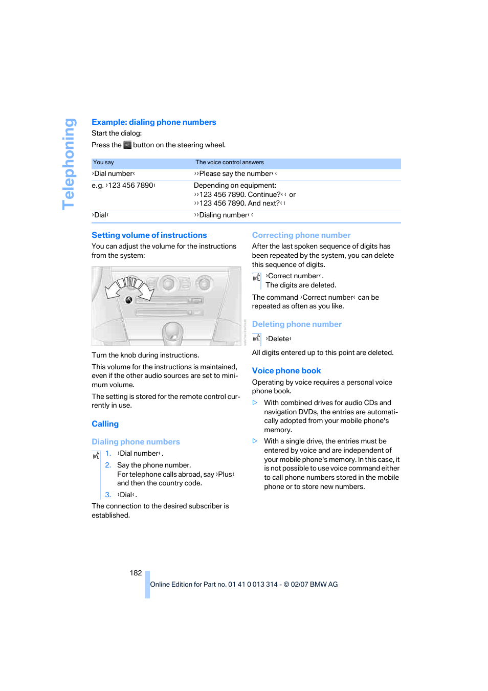 Telep h oning | BMW M6 Convertible 2007 User Manual | Page 184 / 256