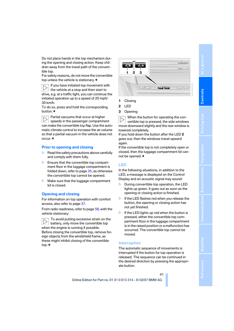 BMW M6 Convertible 2007 User Manual | Page 43 / 256