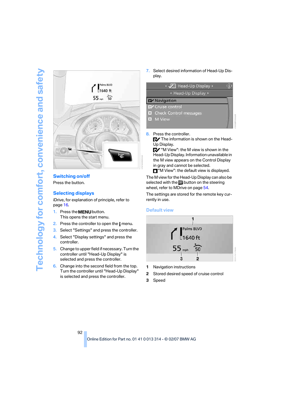 Selecting displays on pa | BMW M6 Convertible 2007 User Manual | Page 94 / 256