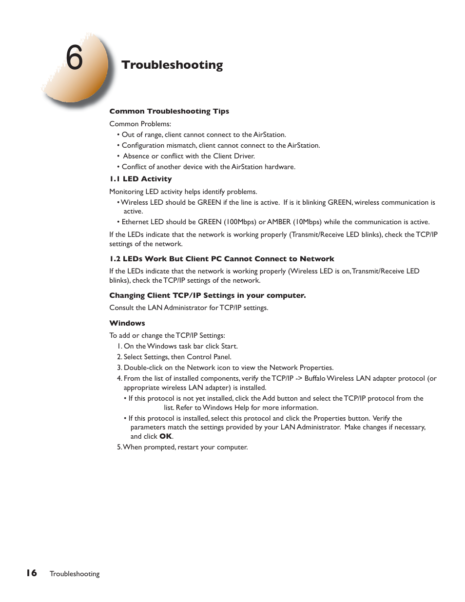 Troubleshooting | Buffalo Technology Buffalo AirStation G54 WLA-G54C User Manual | Page 17 / 22