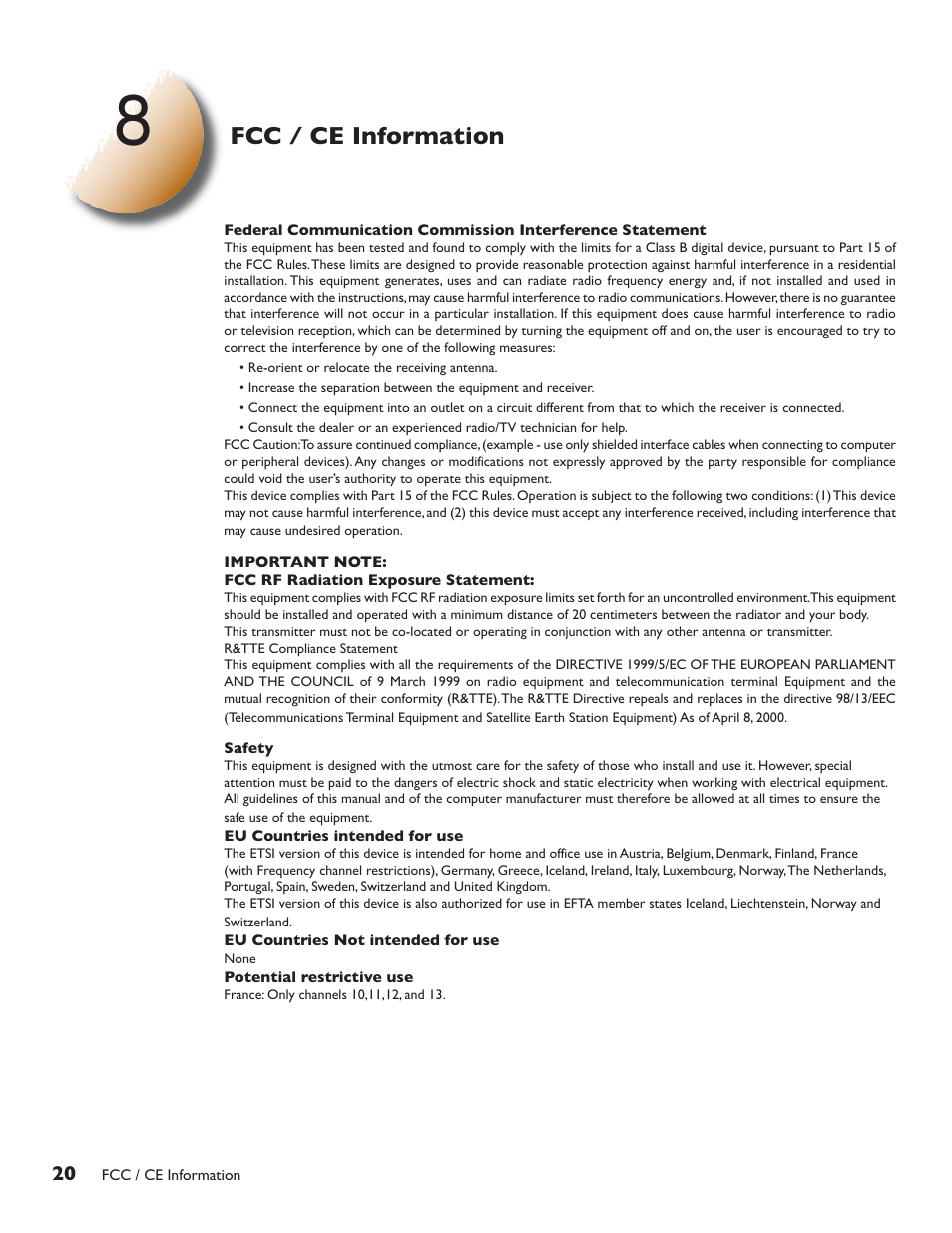 Fcc / ce information | Buffalo Technology Buffalo AirStation G54 WLA-G54C User Manual | Page 21 / 22