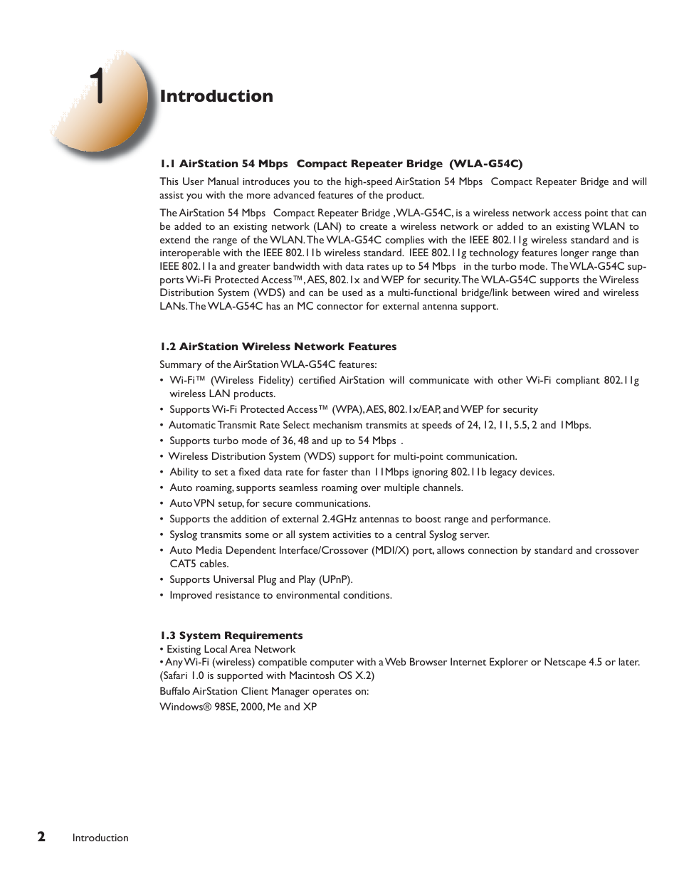 Buffalo Technology Buffalo AirStation G54 WLA-G54C User Manual | Page 3 / 22