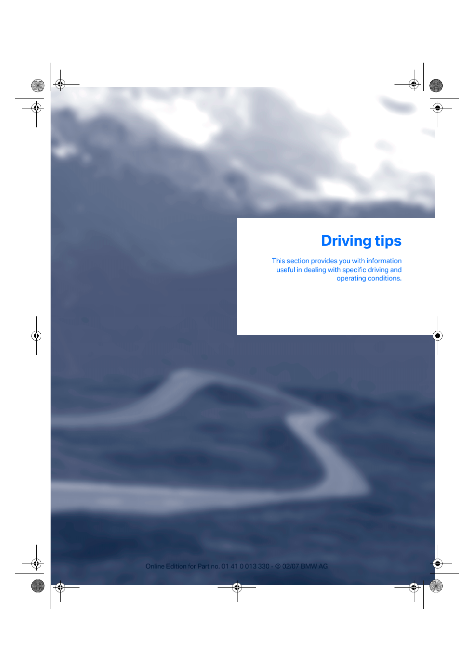 Driving tips | BMW Z4 M Roadster 2007 User Manual | Page 23 / 50