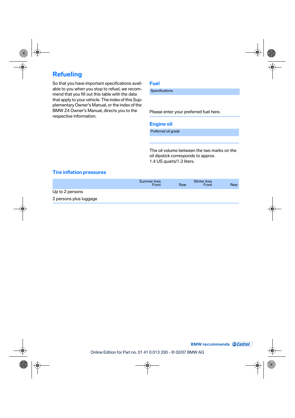 Refueling | BMW Z4 M Roadster 2007 User Manual | Page 49 / 50