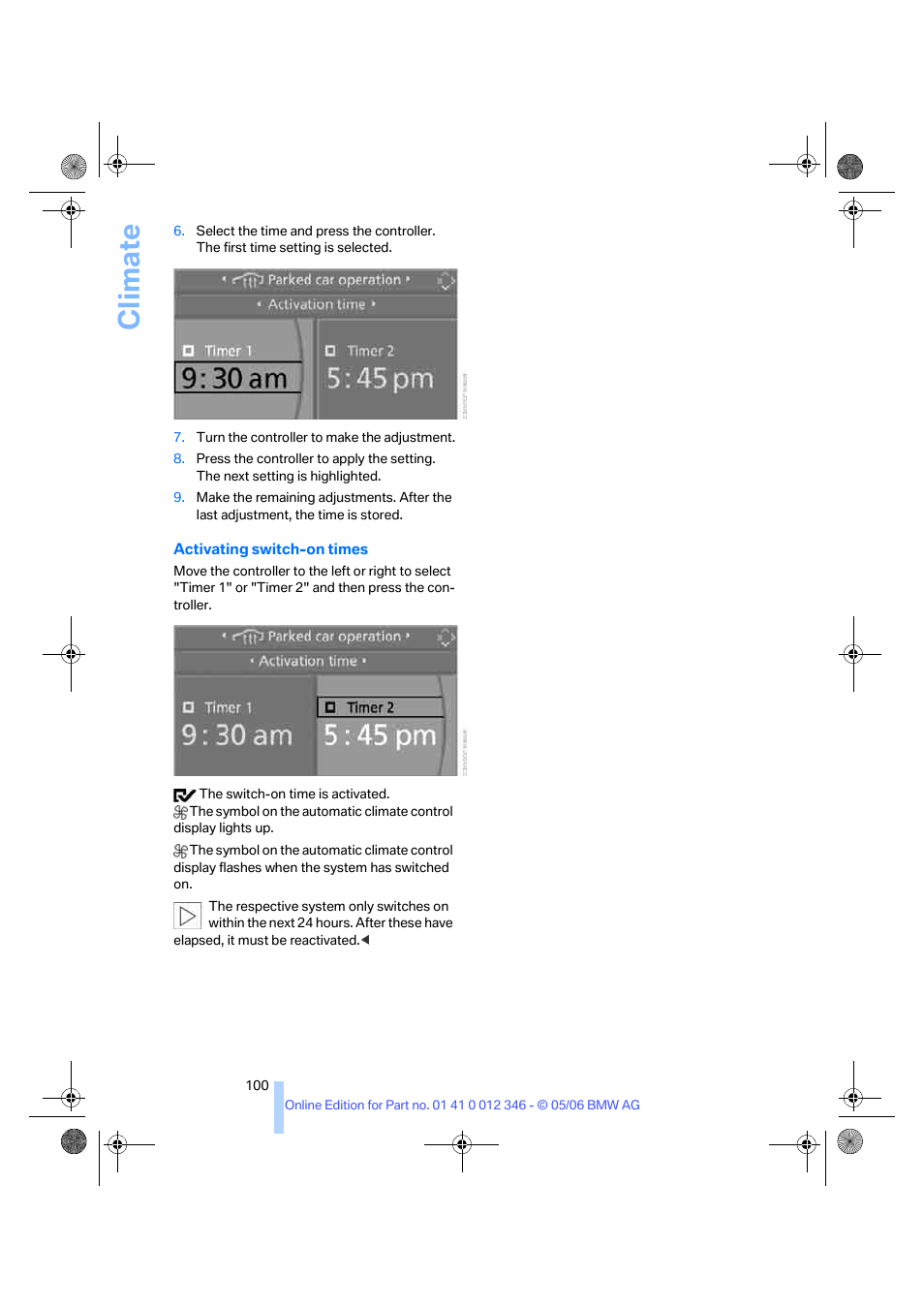 Climate | BMW 330Ci Coupe 2006 User Manual | Page 102 / 239