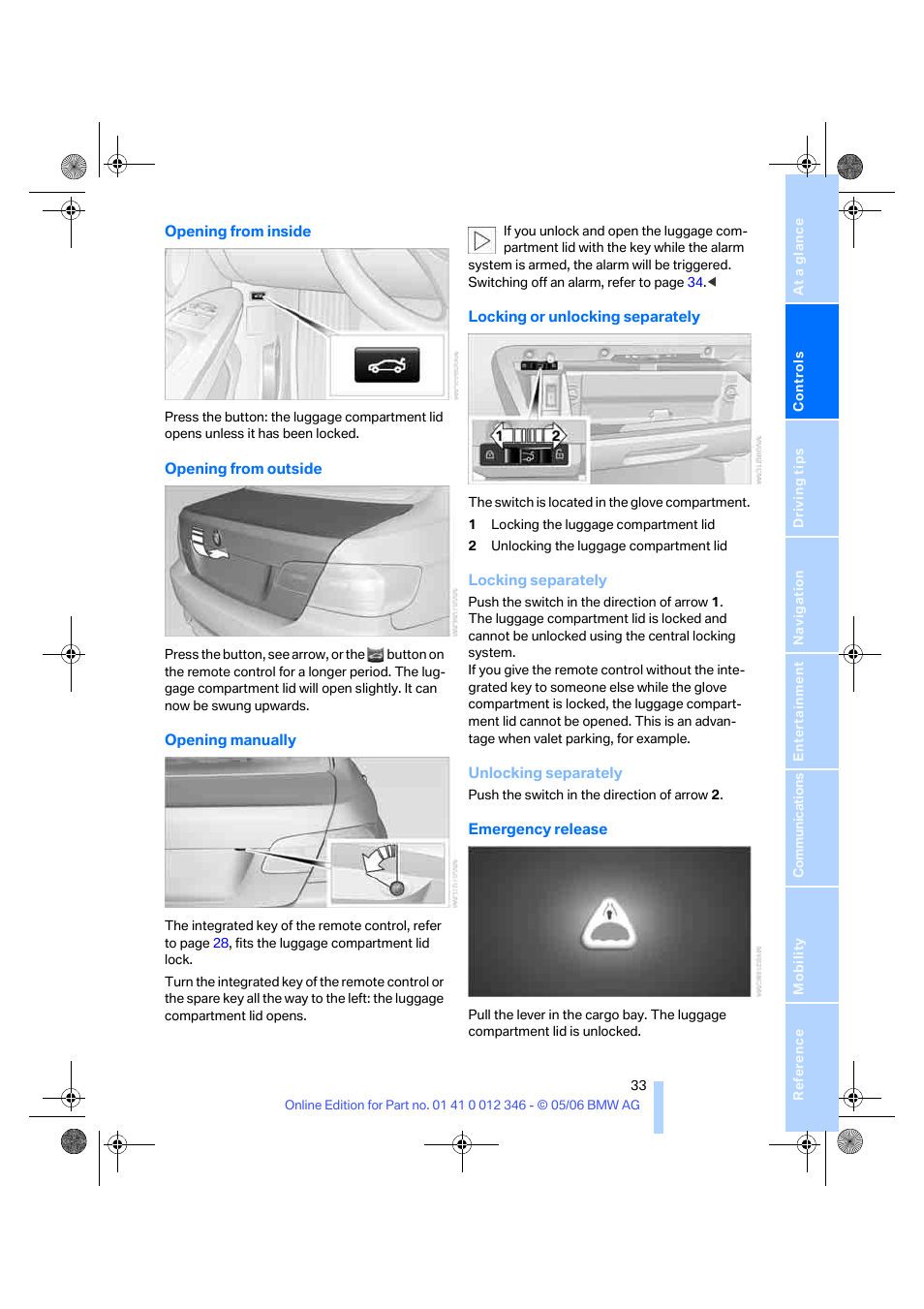 BMW 330Ci Coupe 2006 User Manual | Page 35 / 239