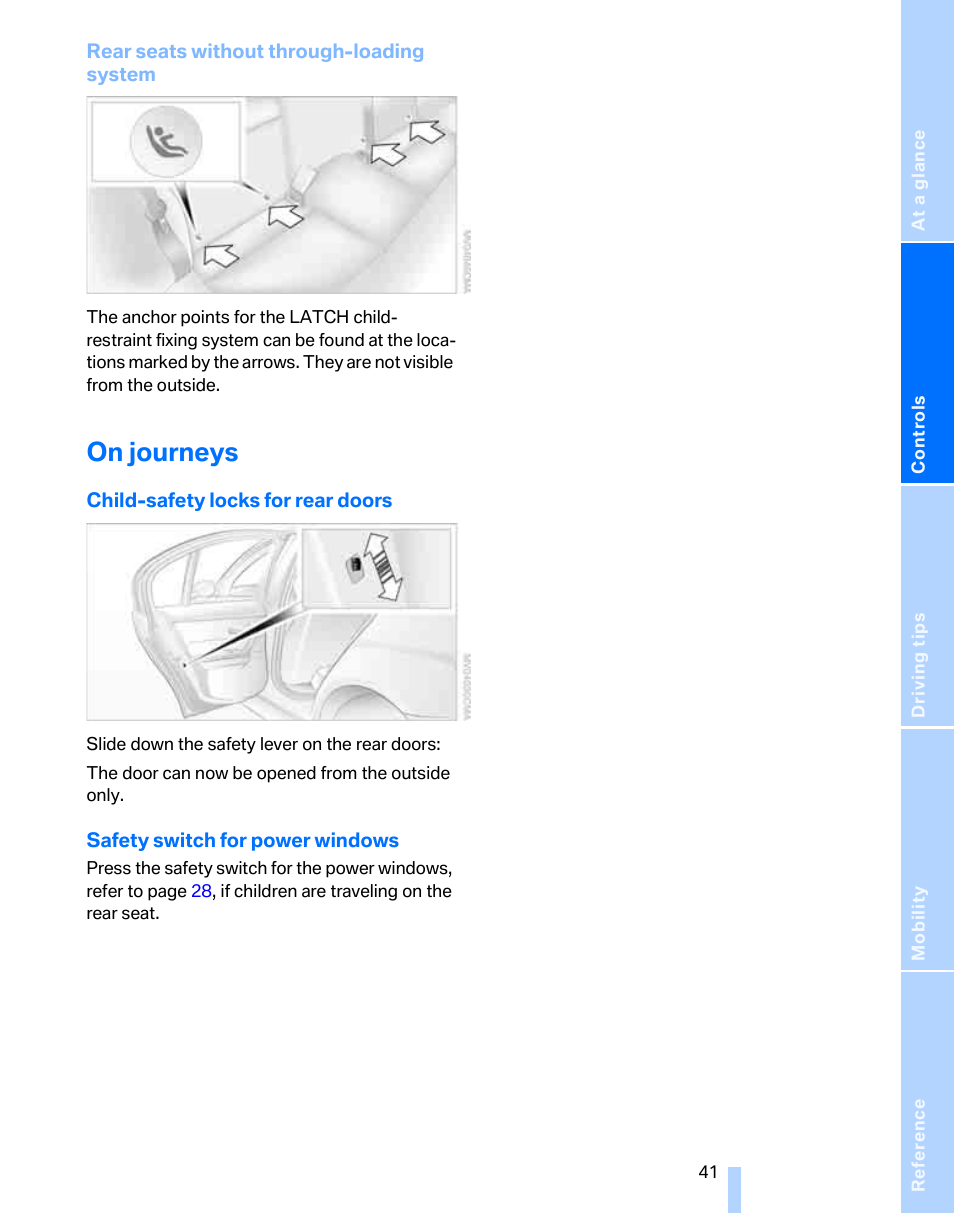 On journeys | BMW 325i Sedan 2006 User Manual | Page 43 / 166