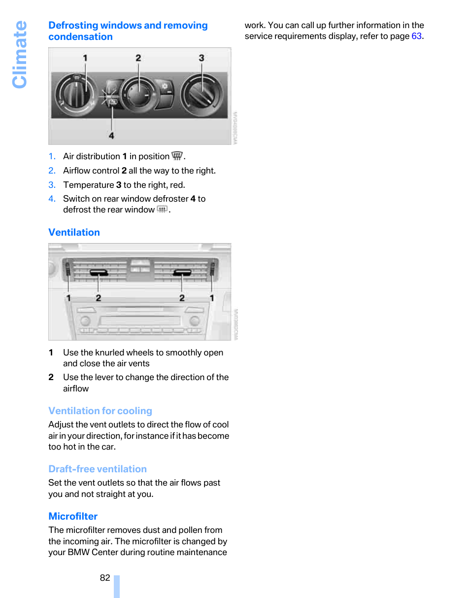 Climate | BMW 325i Sedan 2006 User Manual | Page 84 / 166