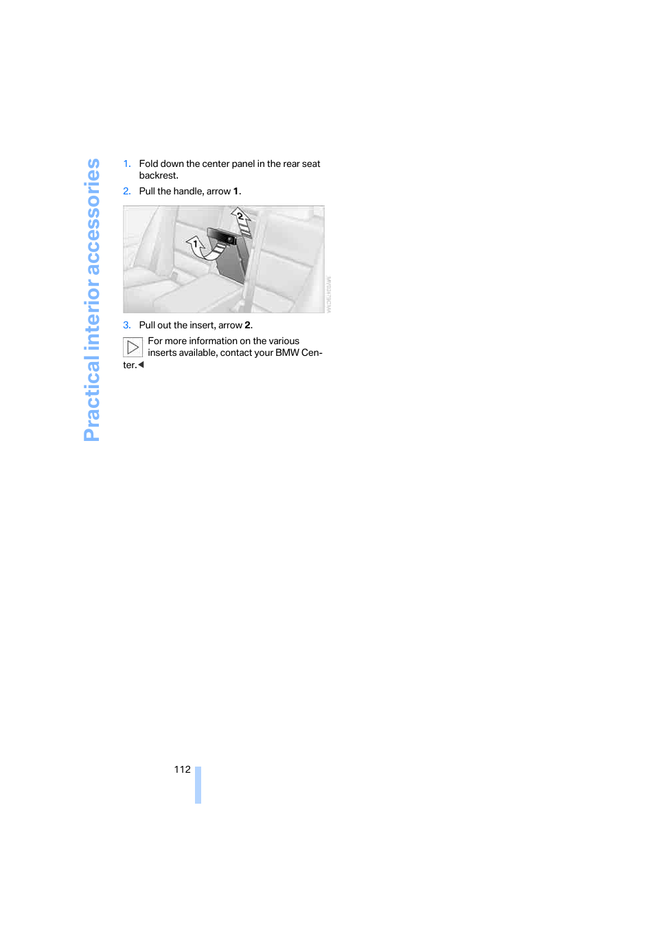 Practical interior accessories | BMW 325xi Sedan 2006 User Manual | Page 114 / 245