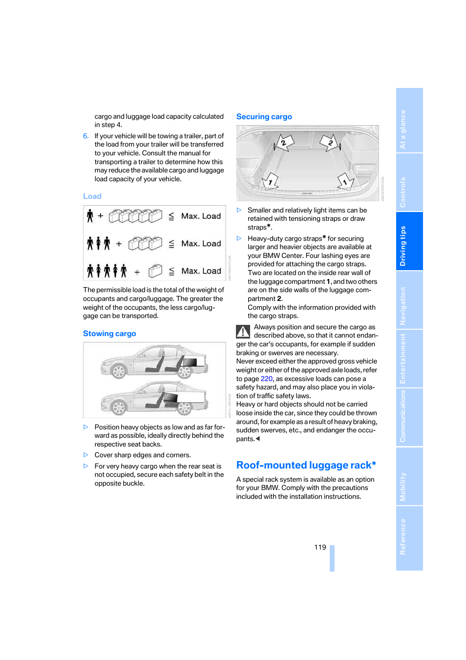 Roof-mounted luggage rack | BMW 325xi Sedan 2006 User Manual | Page 121 / 245