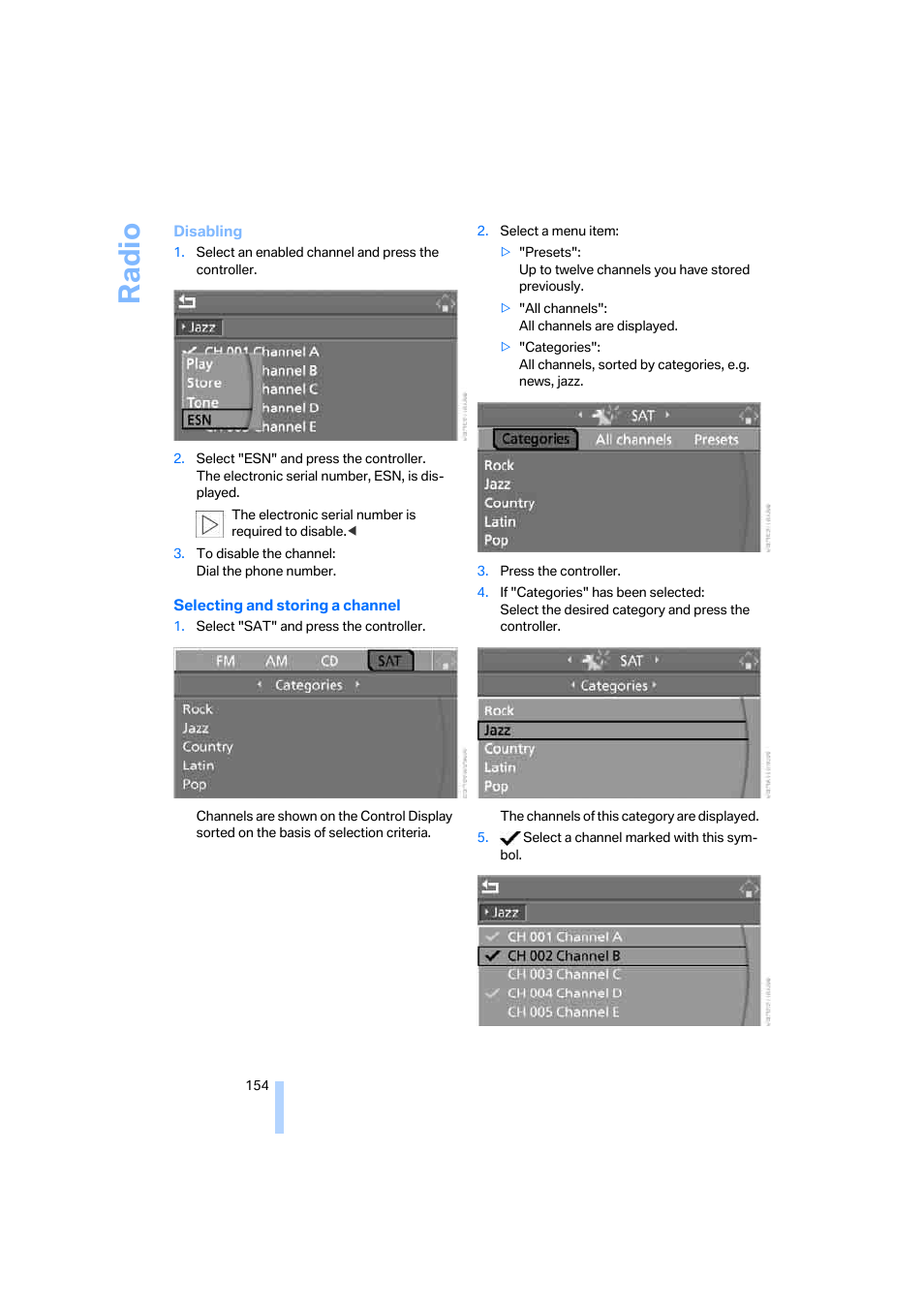 Radi o | BMW 325xi Sedan 2006 User Manual | Page 156 / 245