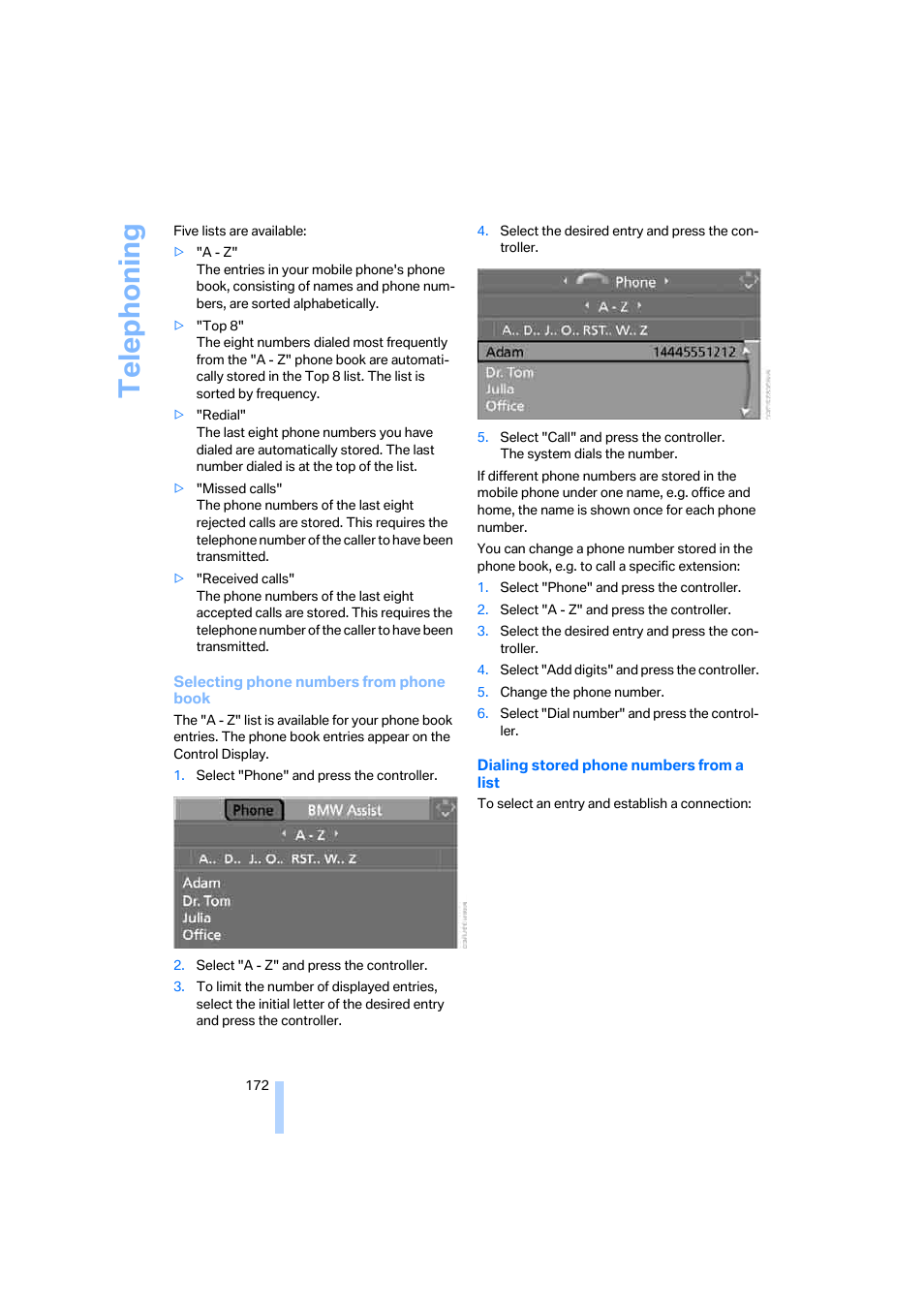 Telephoning | BMW 325xi Sedan 2006 User Manual | Page 174 / 245