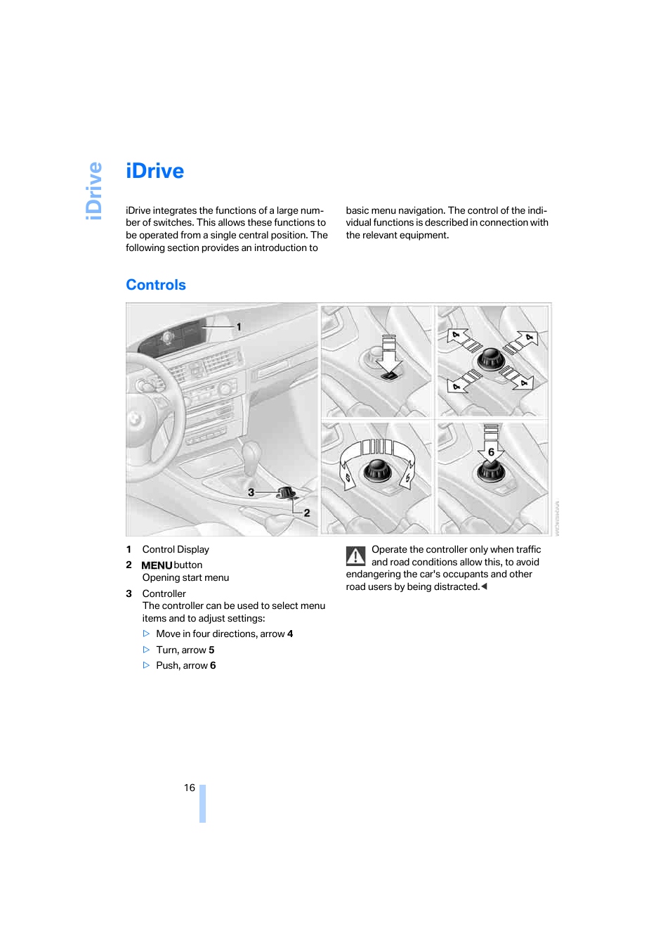 Idrive, Controls, Ntrol display | Ntroller | BMW 325xi Sedan 2006 User Manual | Page 18 / 245