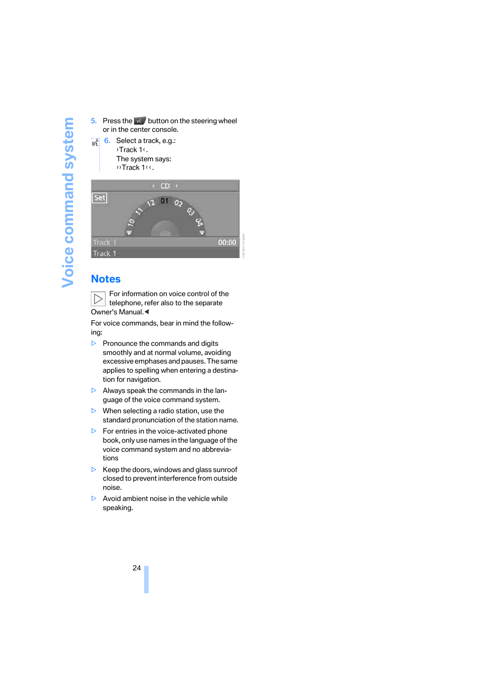 Notes, Voice command system | BMW 325xi Sedan 2006 User Manual | Page 26 / 245