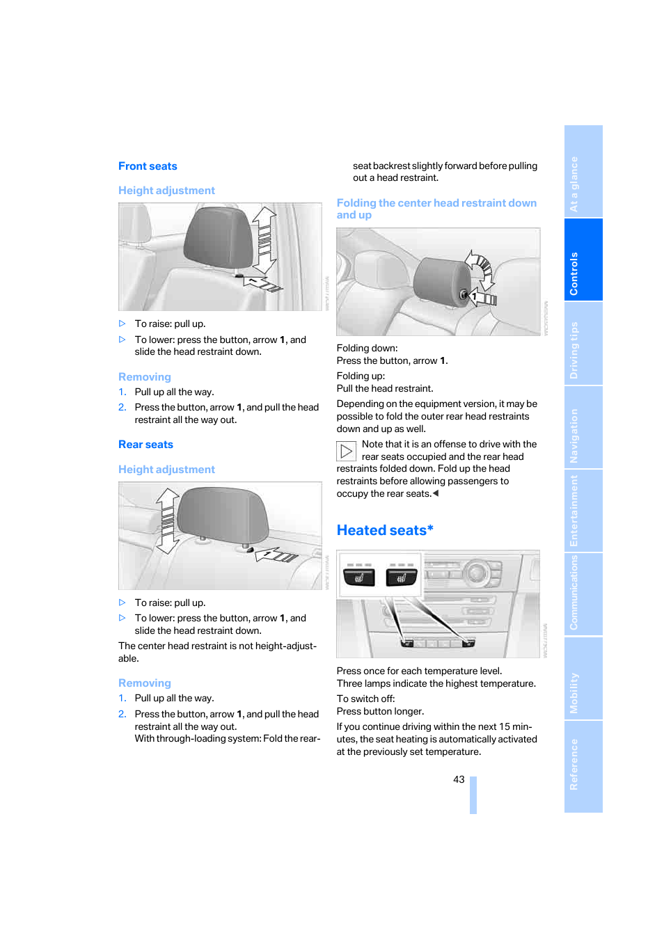 Heated seats | BMW 325xi Sedan 2006 User Manual | Page 45 / 245