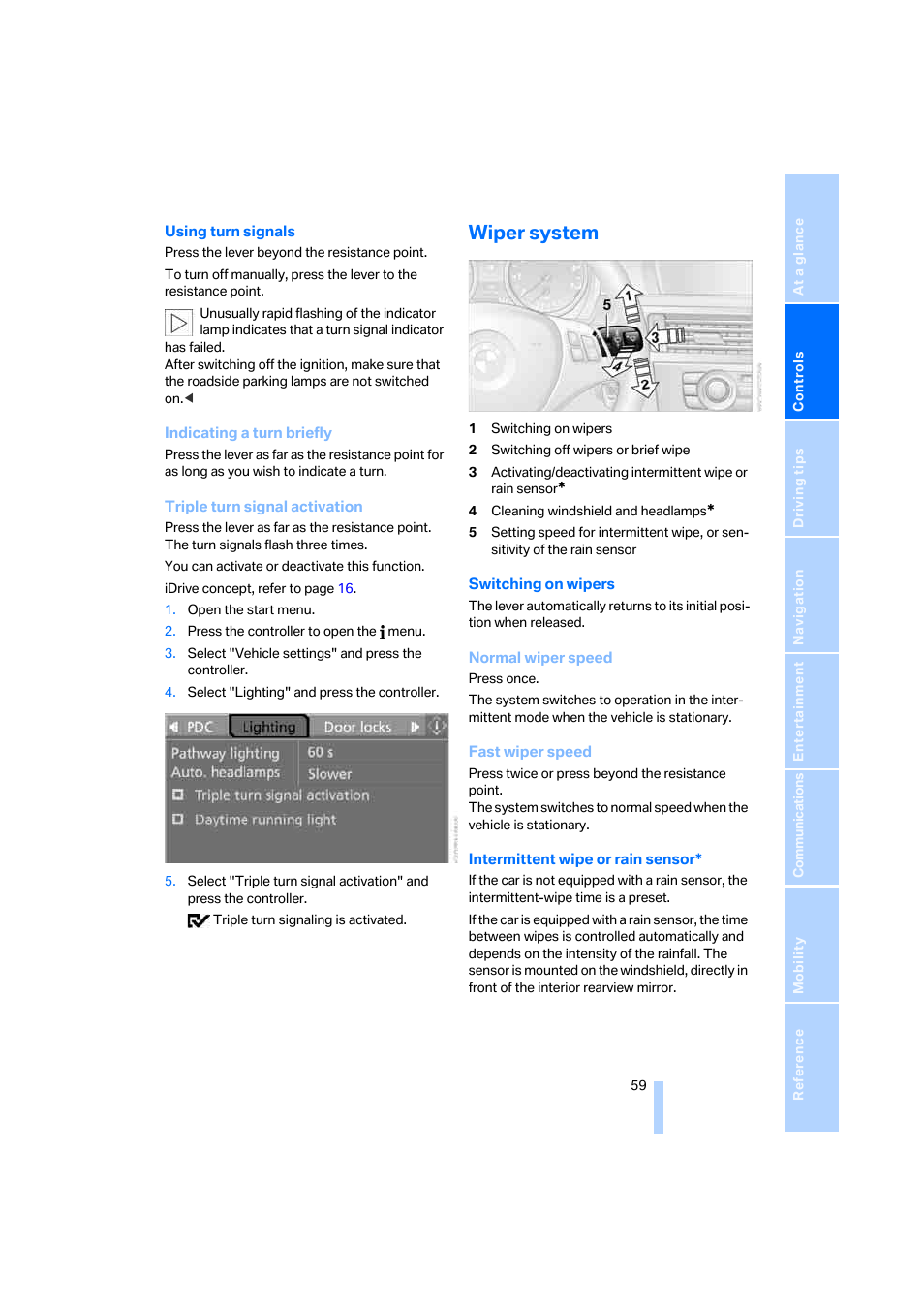 Wiper system | BMW 325xi Sedan 2006 User Manual | Page 61 / 245