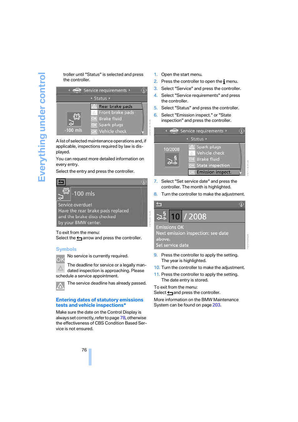 Everything under control | BMW 325xi Sedan 2006 User Manual | Page 78 / 245