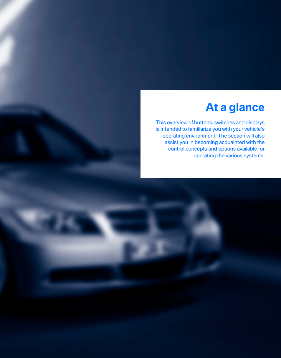 At a glance | BMW 325xi Sports Wagon 2006 User Manual | Page 11 / 160