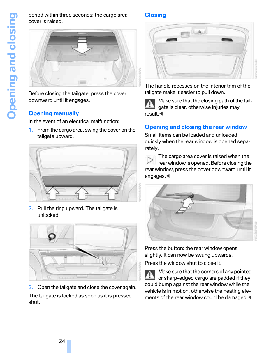 Opening and closing | BMW 325xi Sports Wagon 2006 User Manual | Page 26 / 160