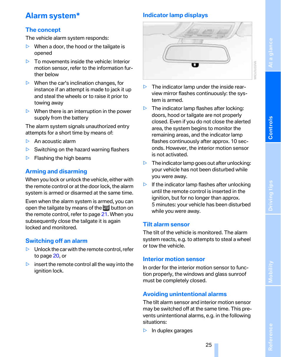 Alarm system | BMW 325xi Sports Wagon 2006 User Manual | Page 27 / 160