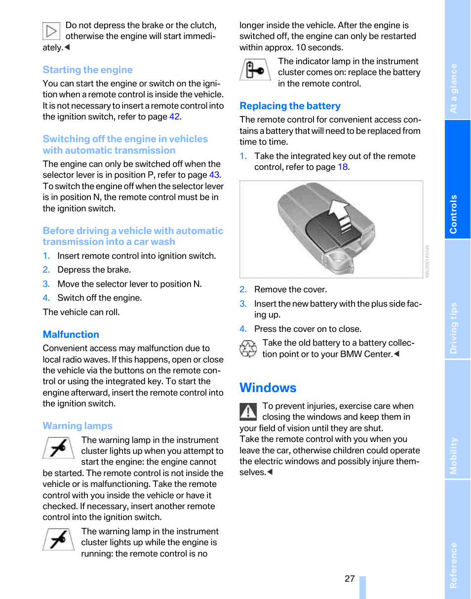 Windows | BMW 325xi Sports Wagon 2006 User Manual | Page 29 / 160