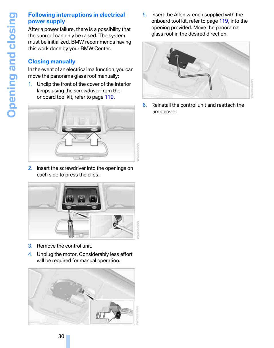 Opening and closing | BMW 325xi Sports Wagon 2006 User Manual | Page 32 / 160