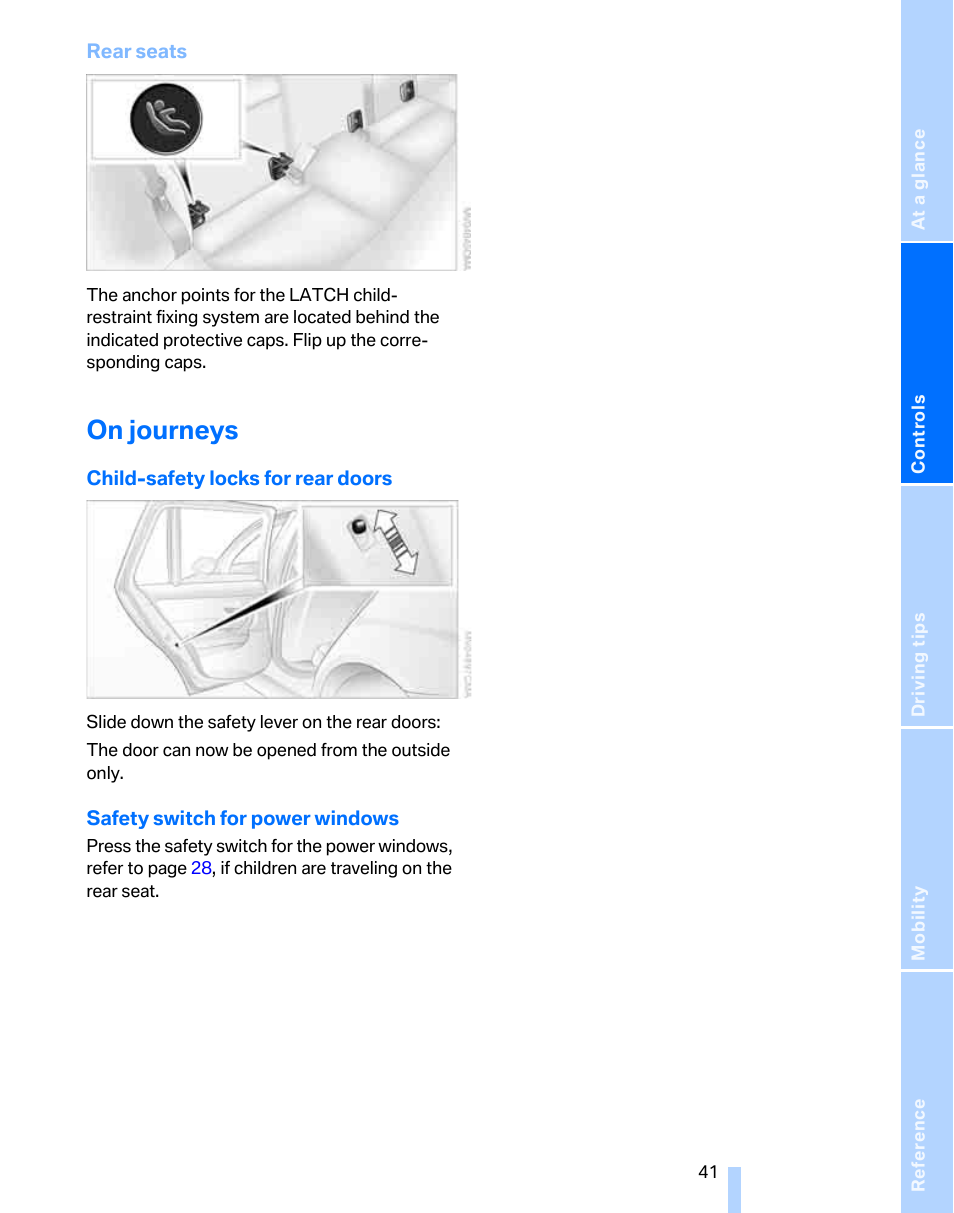 On journeys | BMW 325xi Sports Wagon 2006 User Manual | Page 43 / 160