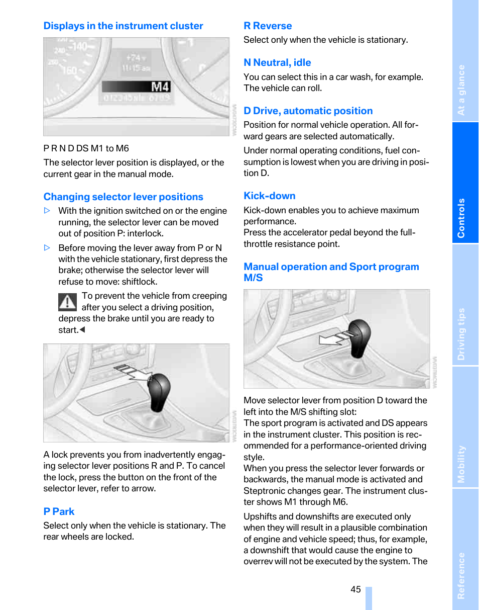 BMW 325xi Sports Wagon 2006 User Manual | Page 47 / 160