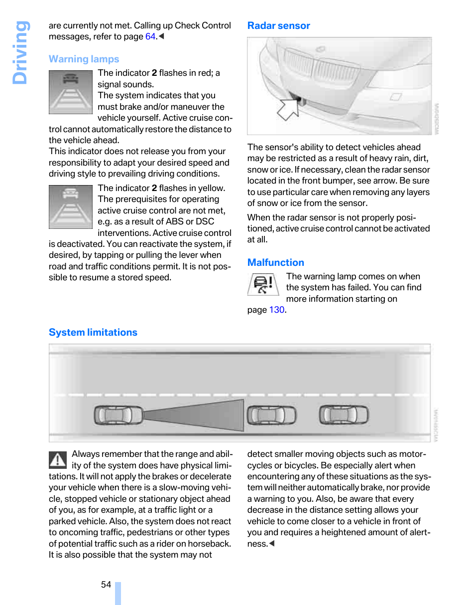 Driving | BMW 325xi Sports Wagon 2006 User Manual | Page 56 / 160