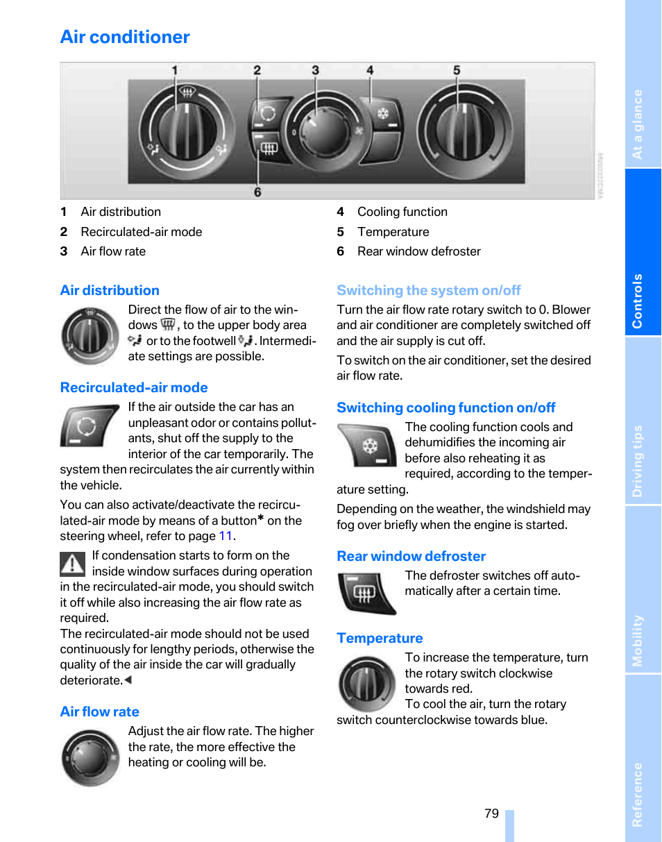 Air conditioner, Ir mode, Recirculated-air mode | Defroster | BMW 325xi Sports Wagon 2006 User Manual | Page 81 / 160