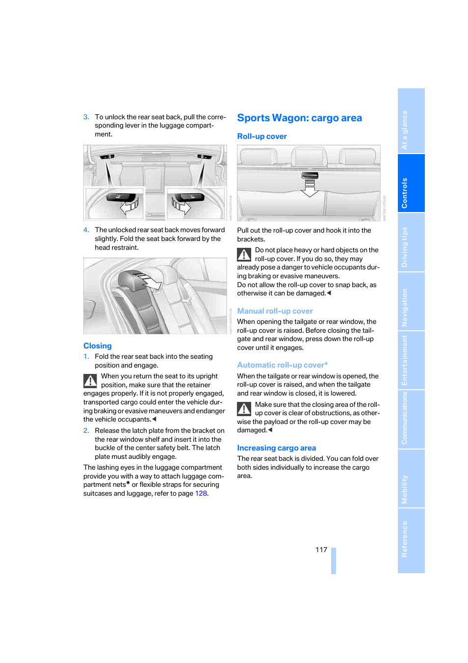 Sports wagon: cargo area | BMW 525xi Sedan 2006 User Manual | Page 119 / 259