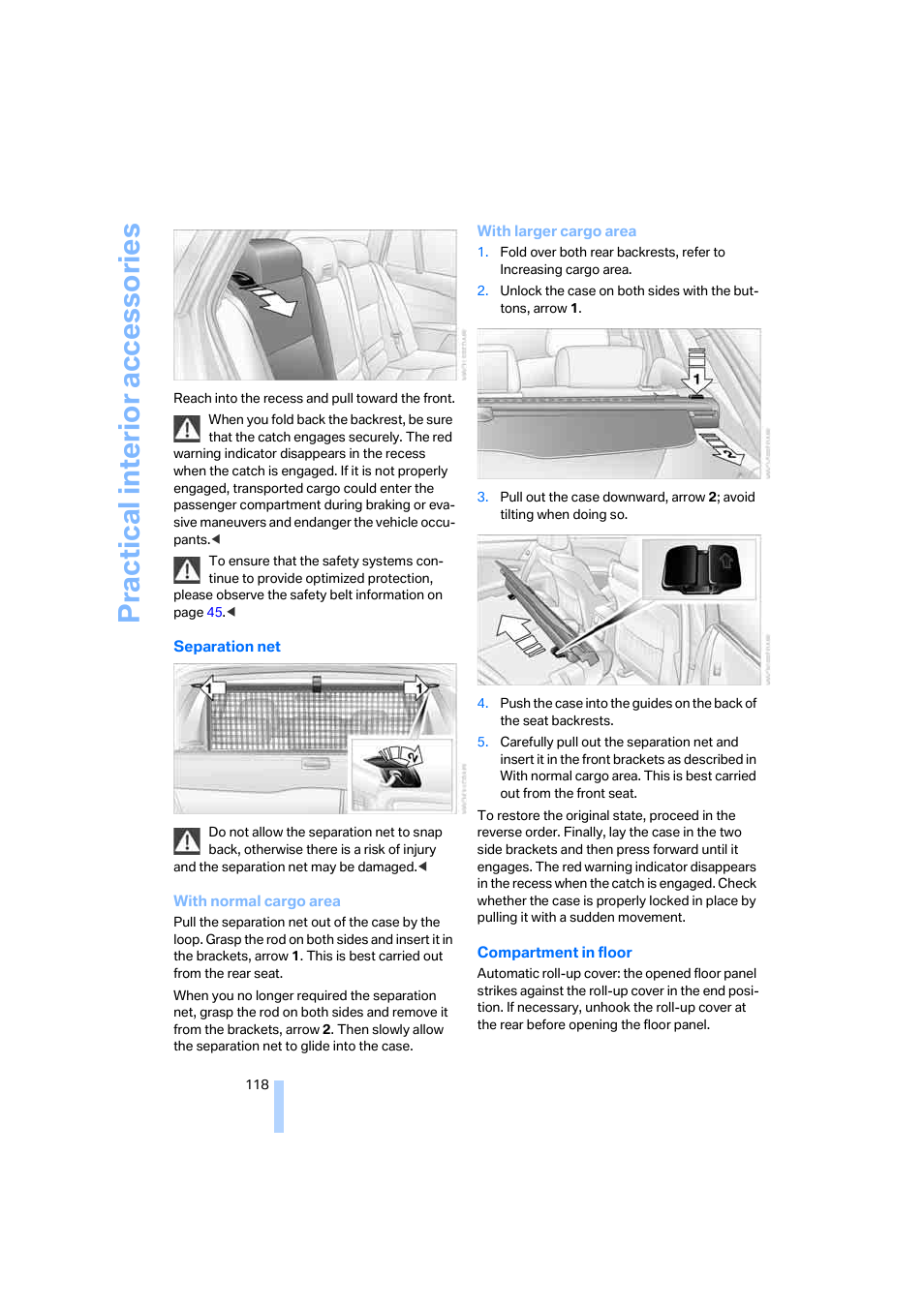 Practical interi or acc ess orie s | BMW 525xi Sedan 2006 User Manual | Page 120 / 259