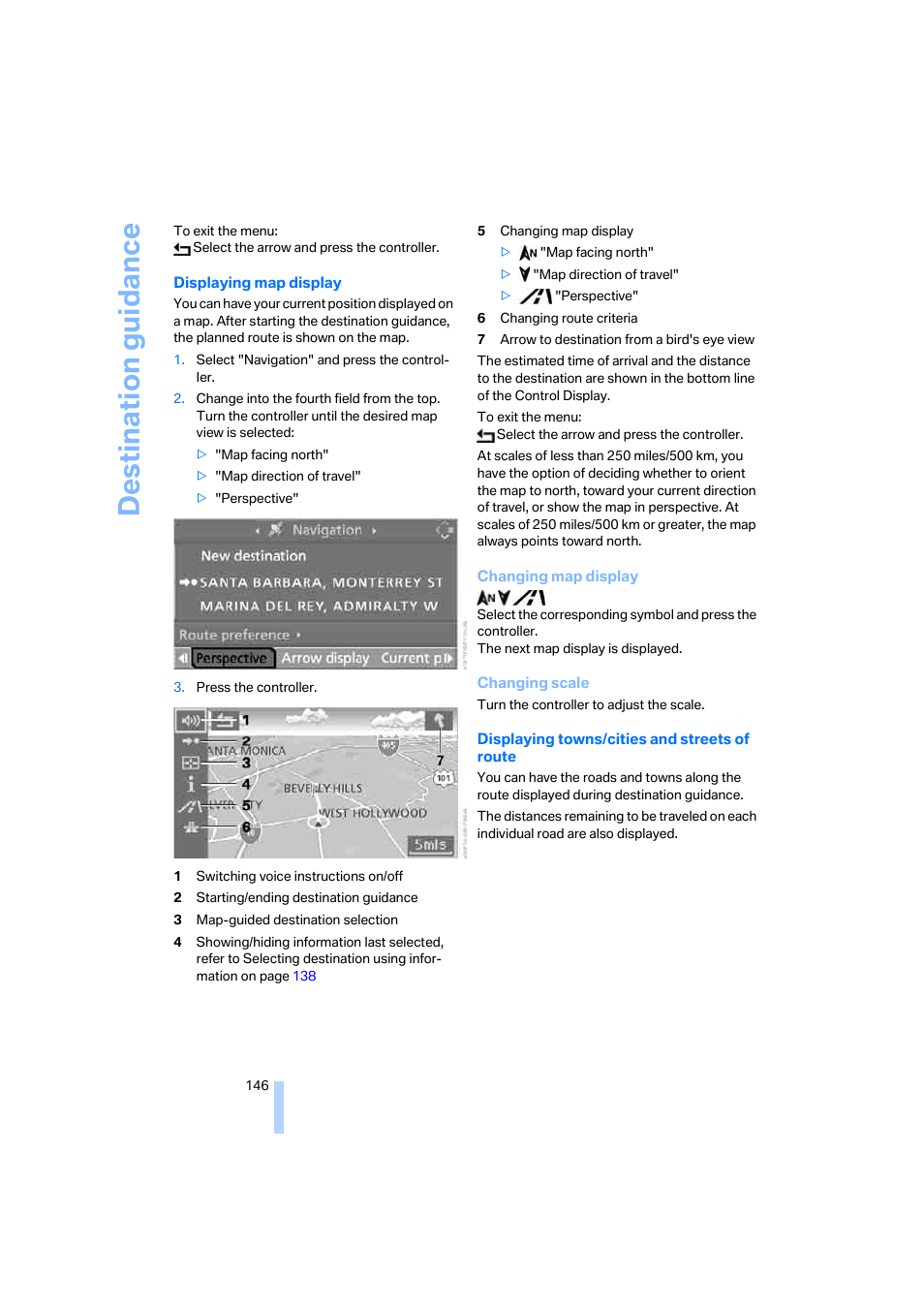 Destination guidance | BMW 525xi Sedan 2006 User Manual | Page 148 / 259