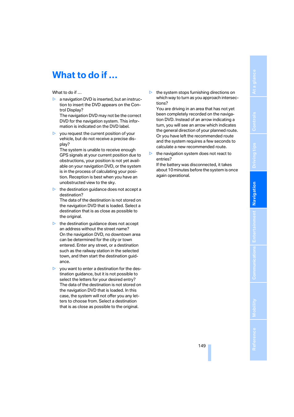 What to do if | BMW 525xi Sedan 2006 User Manual | Page 151 / 259