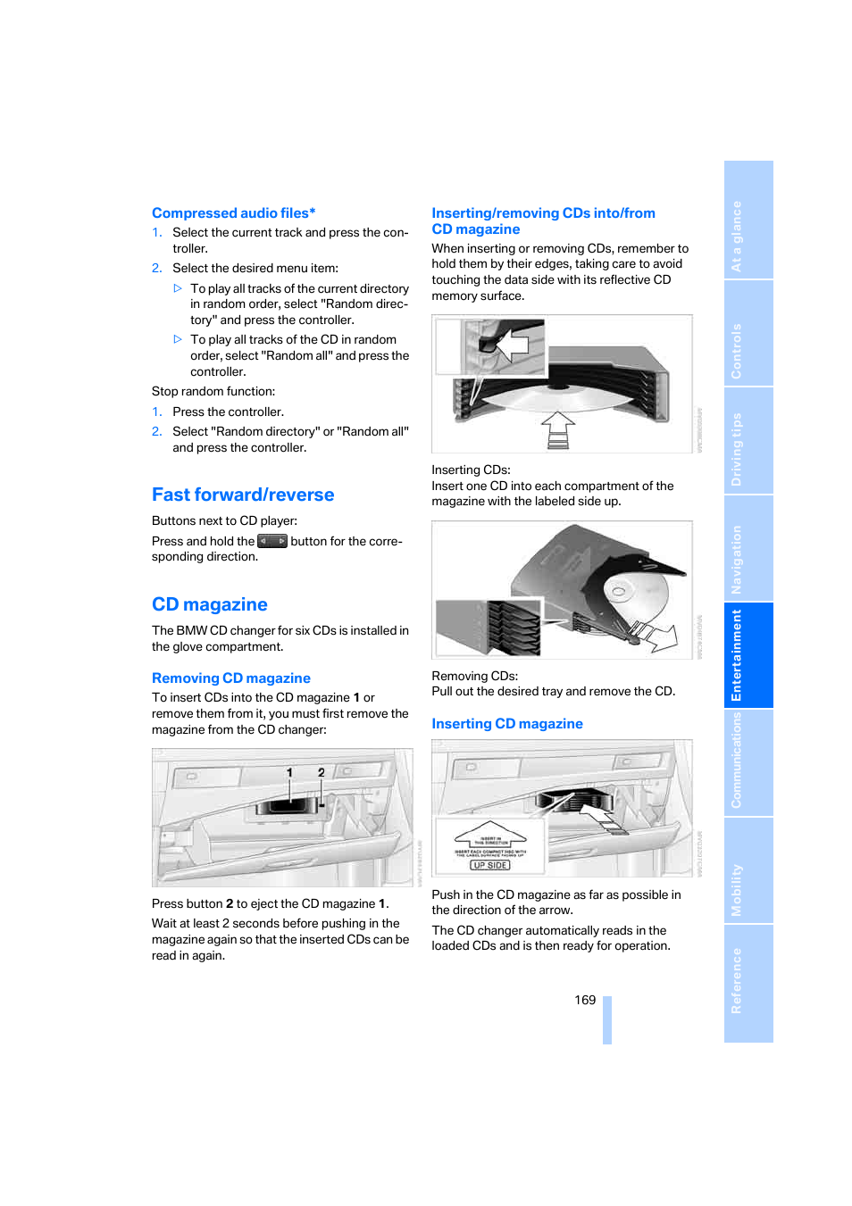 Fast forward/reverse, Cd magazine | BMW 525xi Sedan 2006 User Manual | Page 171 / 259