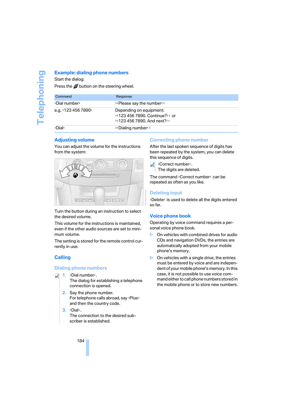 Telep h oning | BMW 525xi Sedan 2006 User Manual | Page 186 / 259