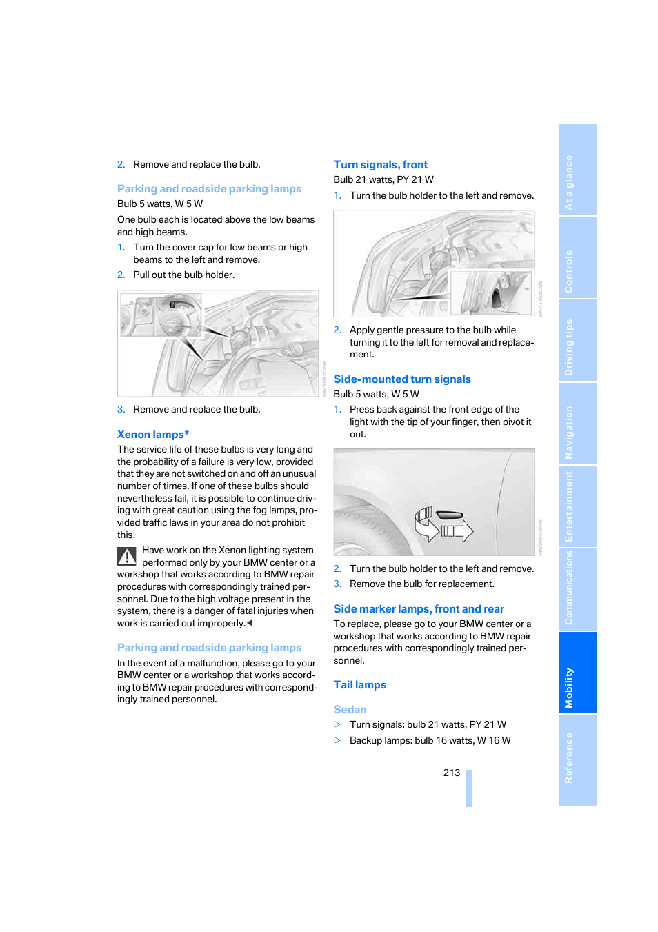 BMW 525xi Sedan 2006 User Manual | Page 215 / 259