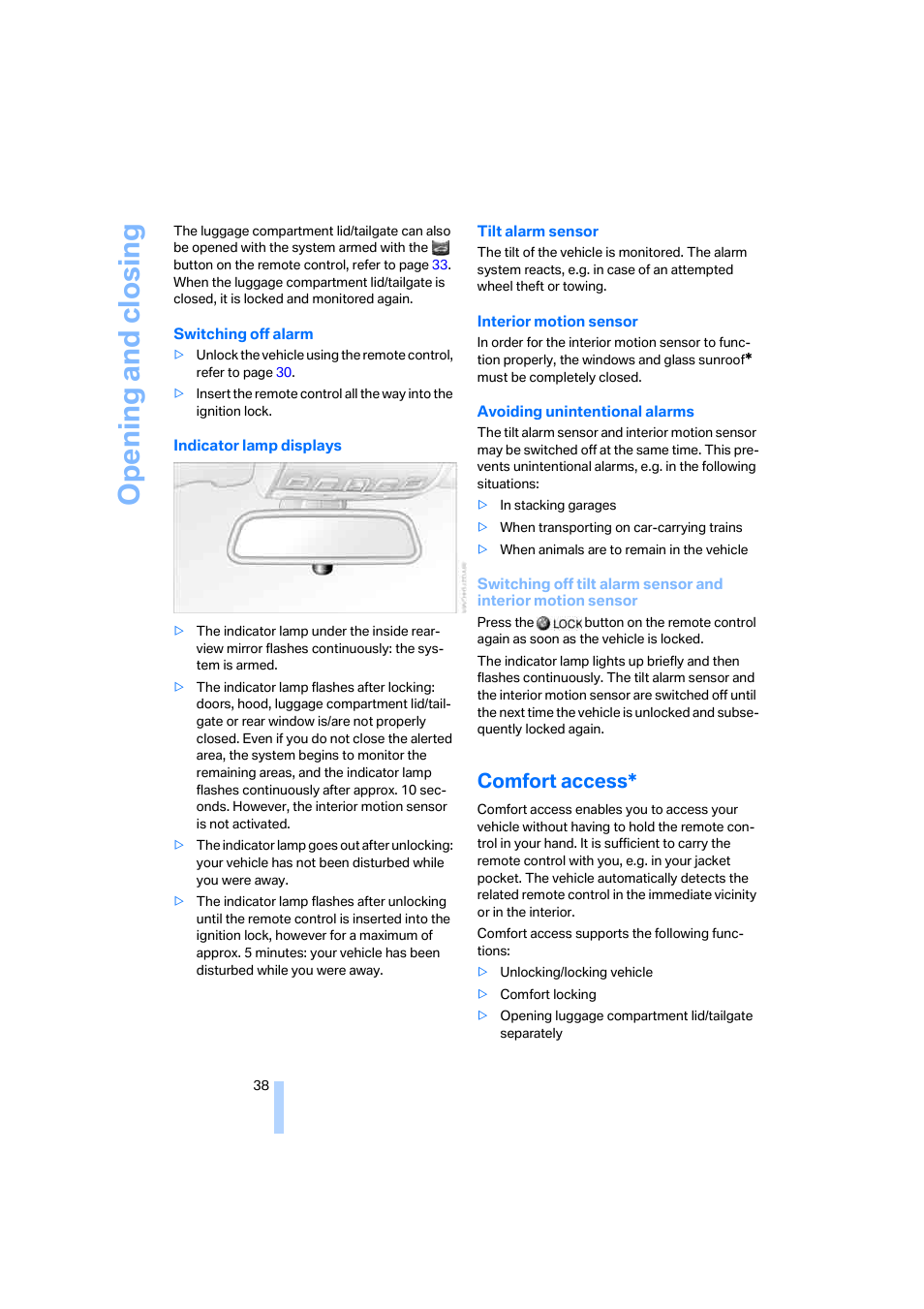 Comfort access, Opening and closing | BMW 525xi Sedan 2006 User Manual | Page 40 / 259