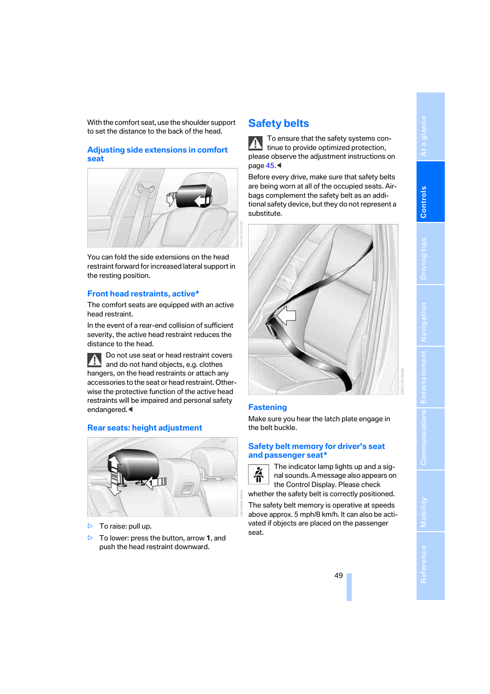 Safety belts | BMW 525xi Sedan 2006 User Manual | Page 51 / 259