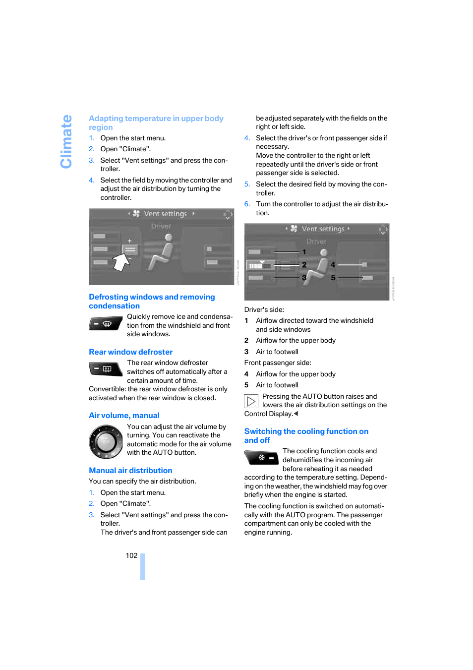 Tion, Climate | BMW 650i Coupe 2006 User Manual | Page 103 / 236