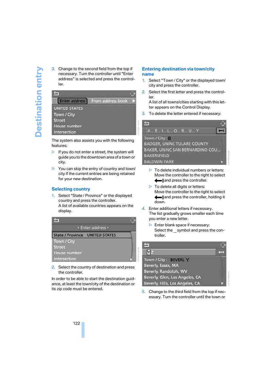 Destination entry | BMW 650i Coupe 2006 User Manual | Page 123 / 236