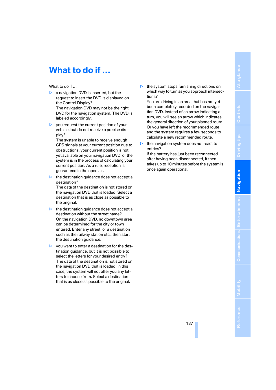 What to do if | BMW 650i Coupe 2006 User Manual | Page 138 / 236