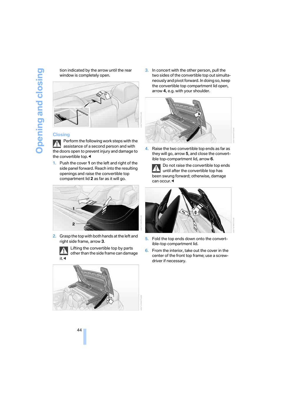 Opening and closing | BMW 650i Coupe 2006 User Manual | Page 45 / 236