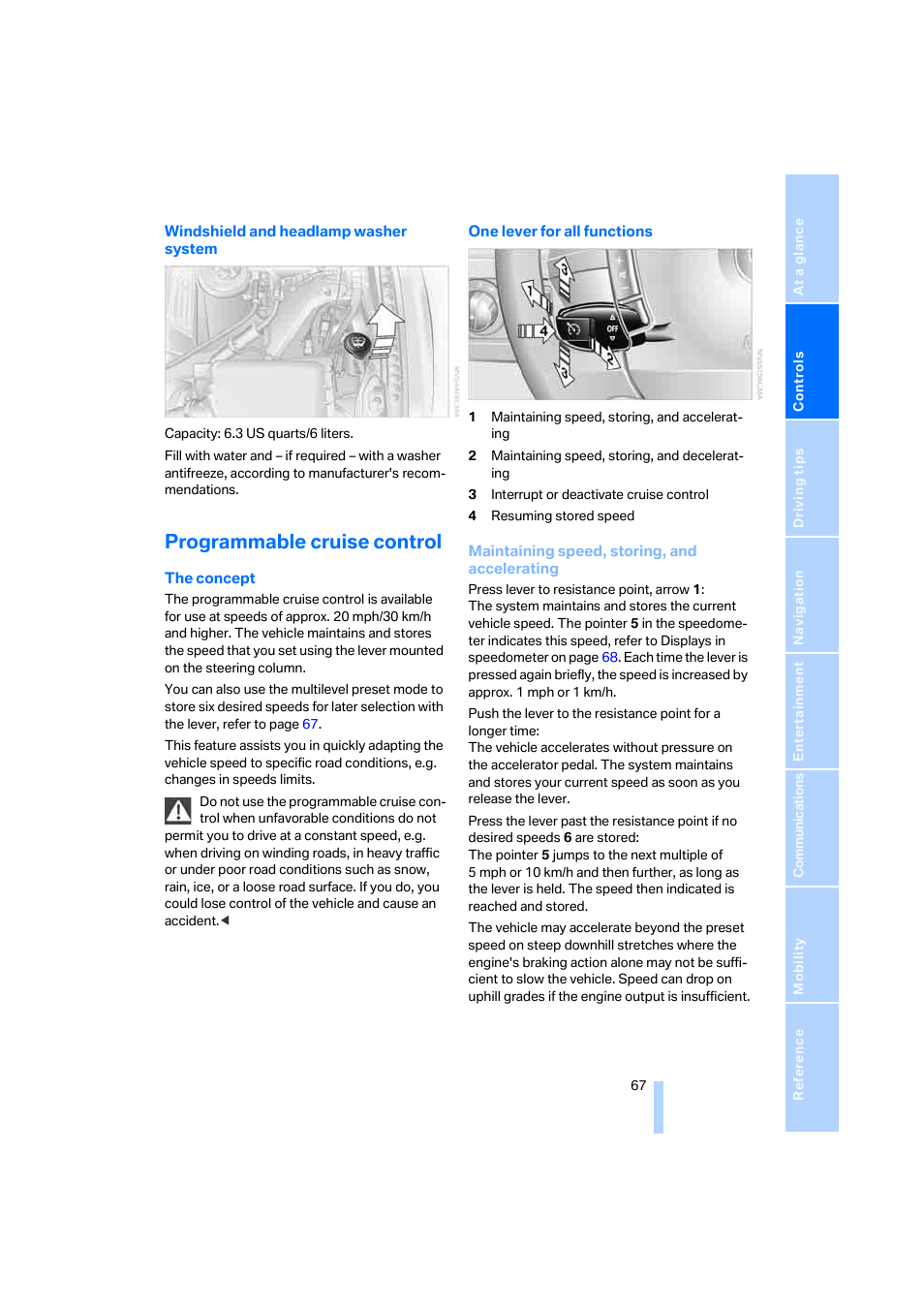 Programmable cruise control | BMW 750i Sedan 2006 User Manual | Page 69 / 247