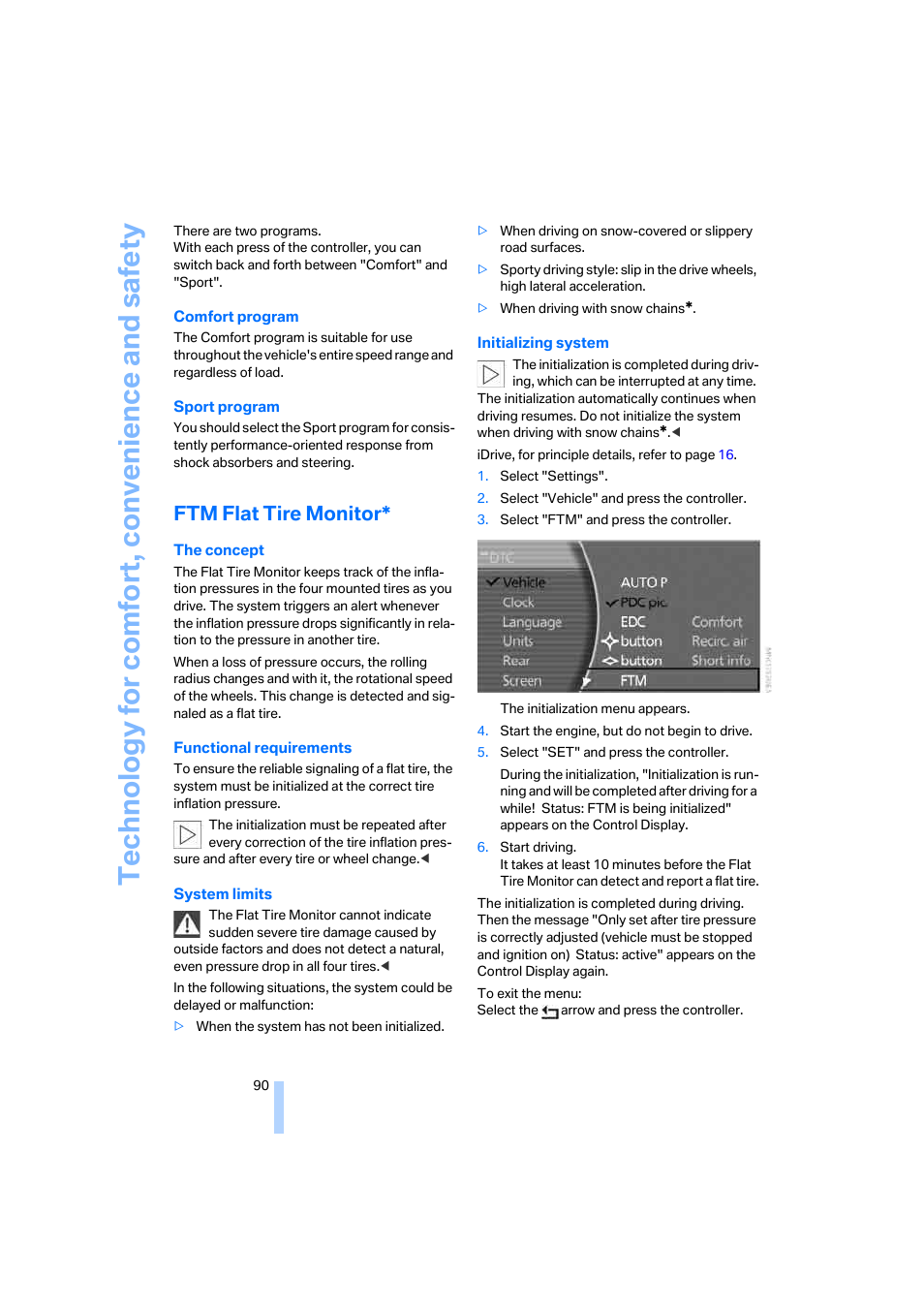 Ftm flat tire monitor | BMW 750i Sedan 2006 User Manual | Page 92 / 247