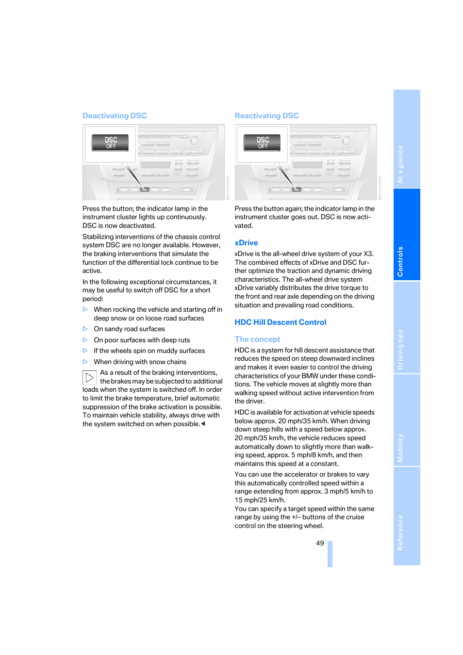 BMW X3 3.0i SAV 2006 User Manual | Page 51 / 133