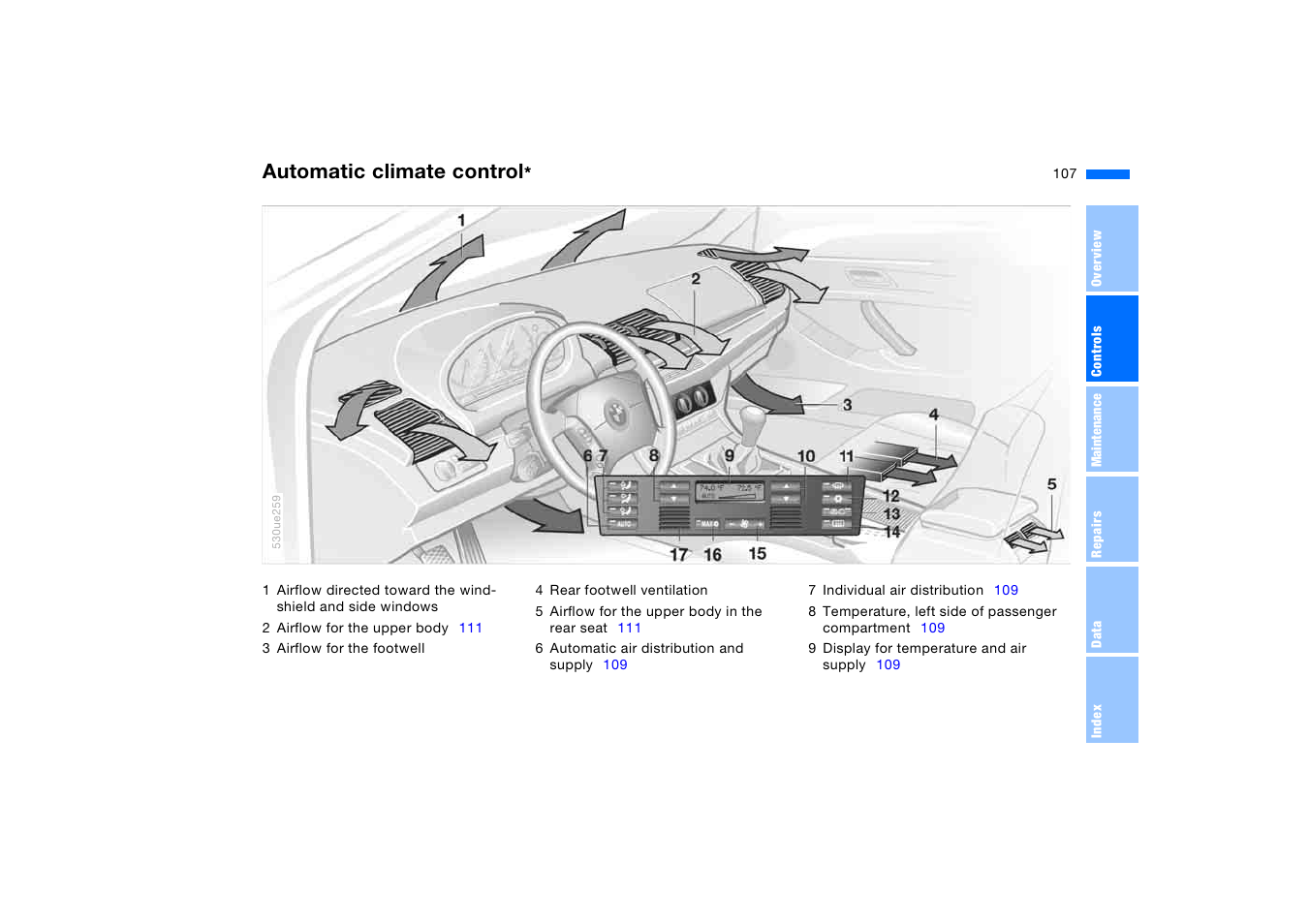 Automatic climate control | BMW X5 3.0i SAV 2006 User Manual | Page 107 / 202