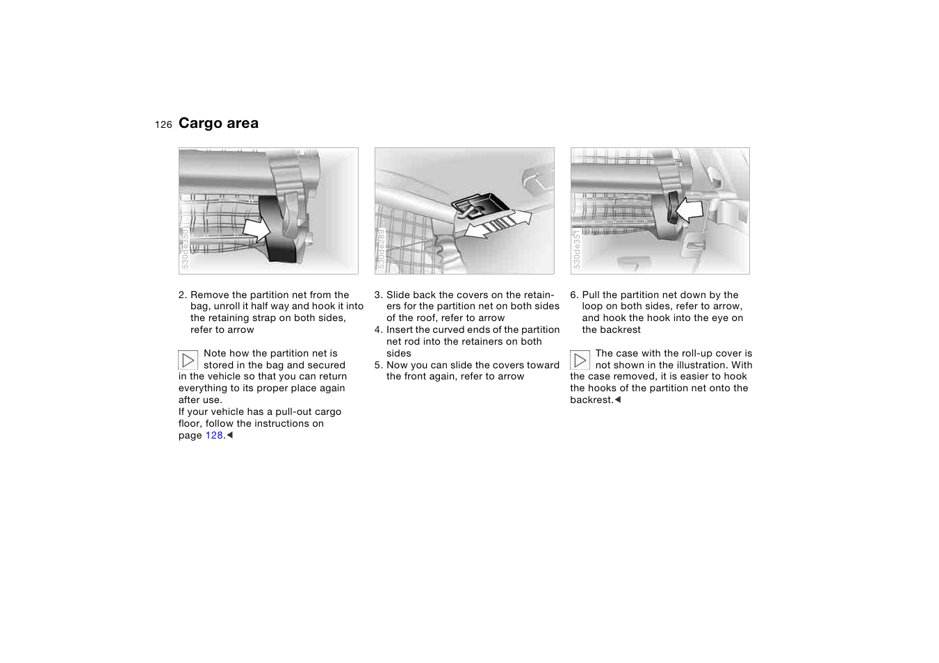 Cargo area | BMW X5 3.0i SAV 2006 User Manual | Page 126 / 202